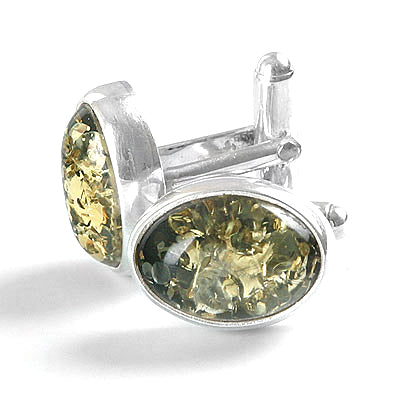 Classic Oval Green Amber Cufflinks