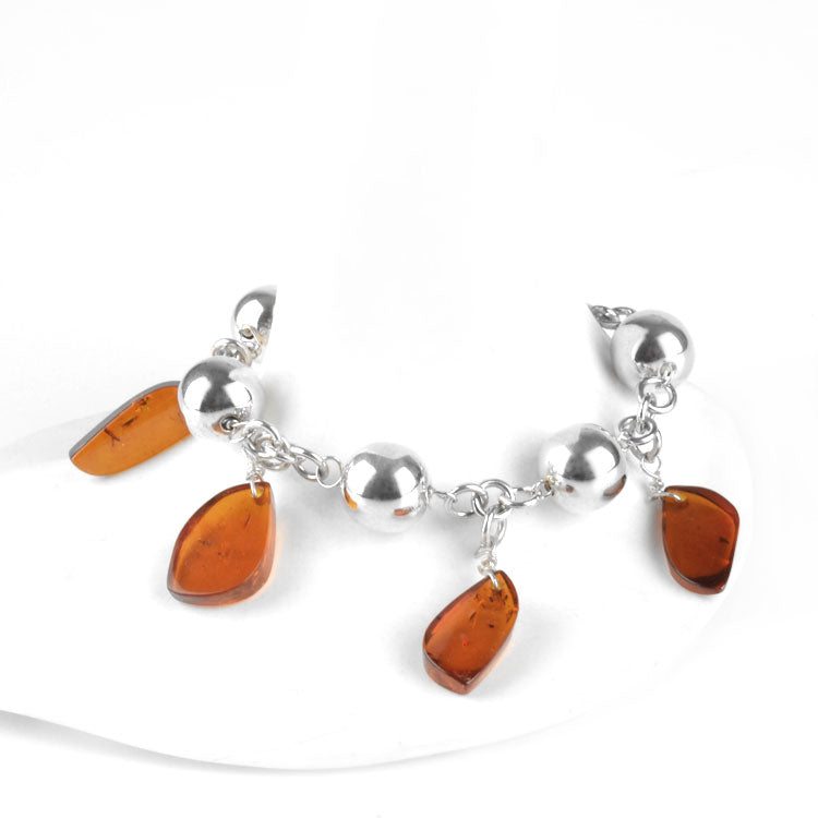 Unique Natural Amber Charm Bracelet