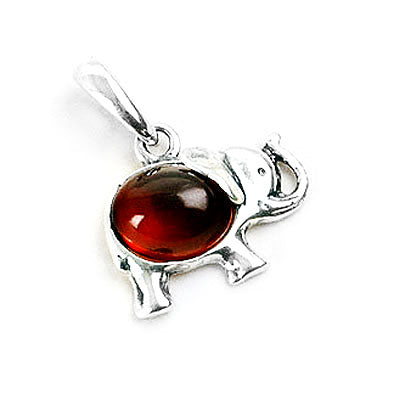 Amber in Silver Elephant Pendant