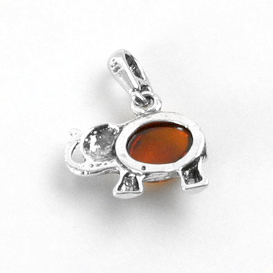 Amber in Silver Elephant Pendant