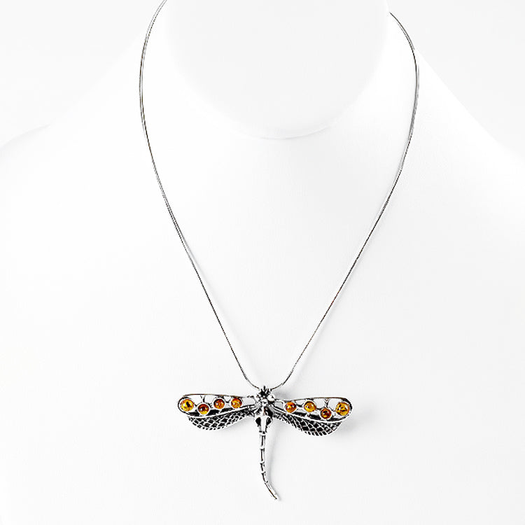 Amber Dragonfly Brooch or Pendant