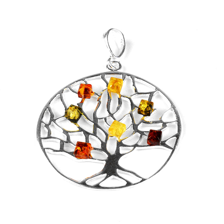 Life Tree Pendant With Amber