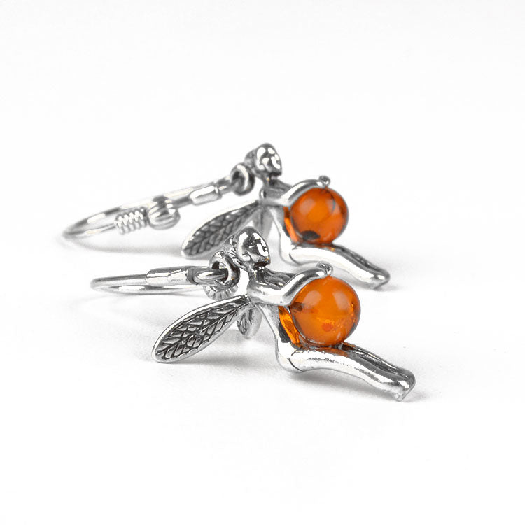 Amber Silver Little Fairy Earrings