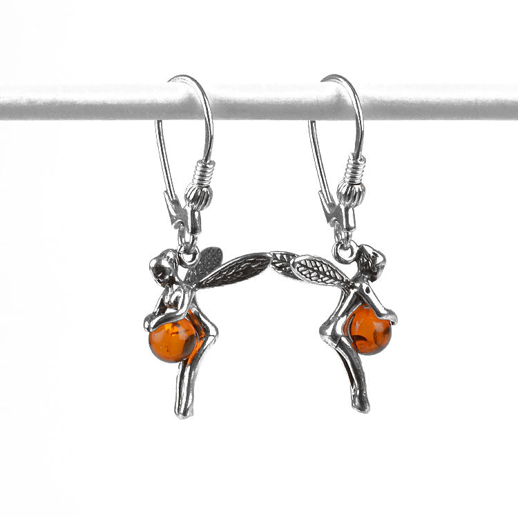 Amber Silver Little Fairy Earrings