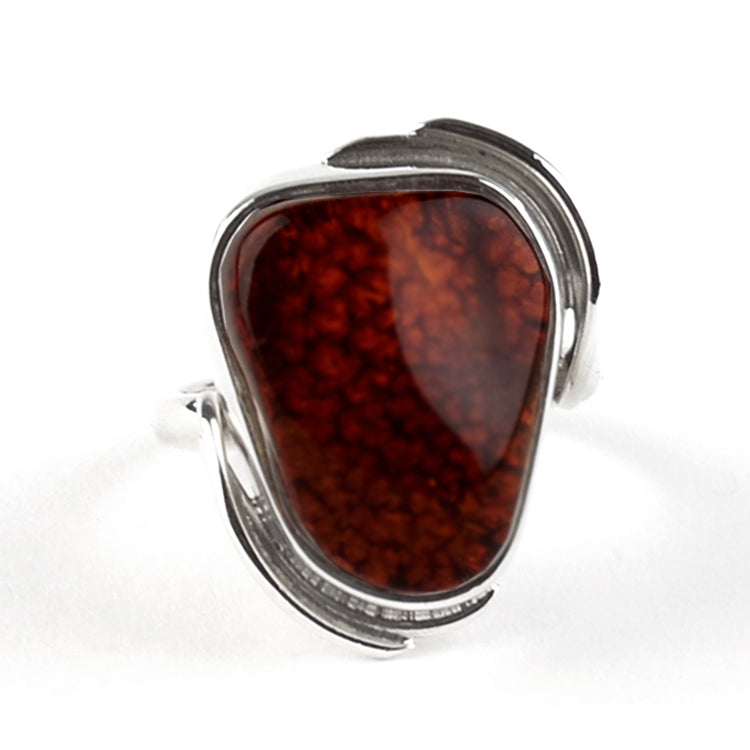Cognac Amber Sterling Silver Ring