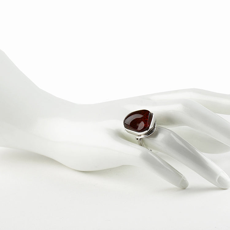 Cognac Amber Sterling Silver Ring