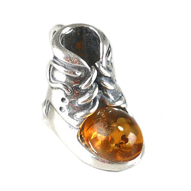 Amber Silver Baby Shoe Pendant