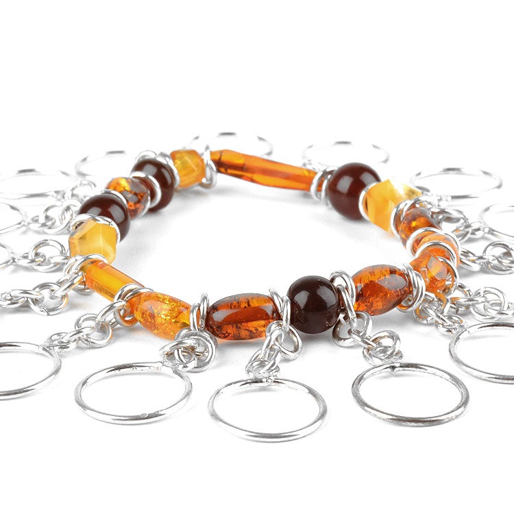 Modern Multi-Colored Amber & Silver Bracelet