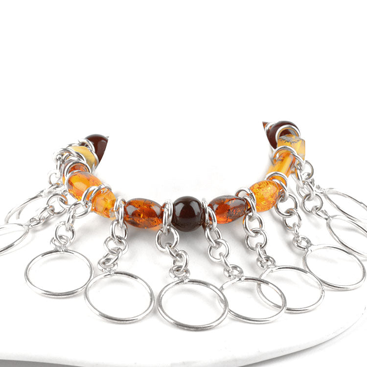 Modern Multi-Colored Amber & Silver Bracelet