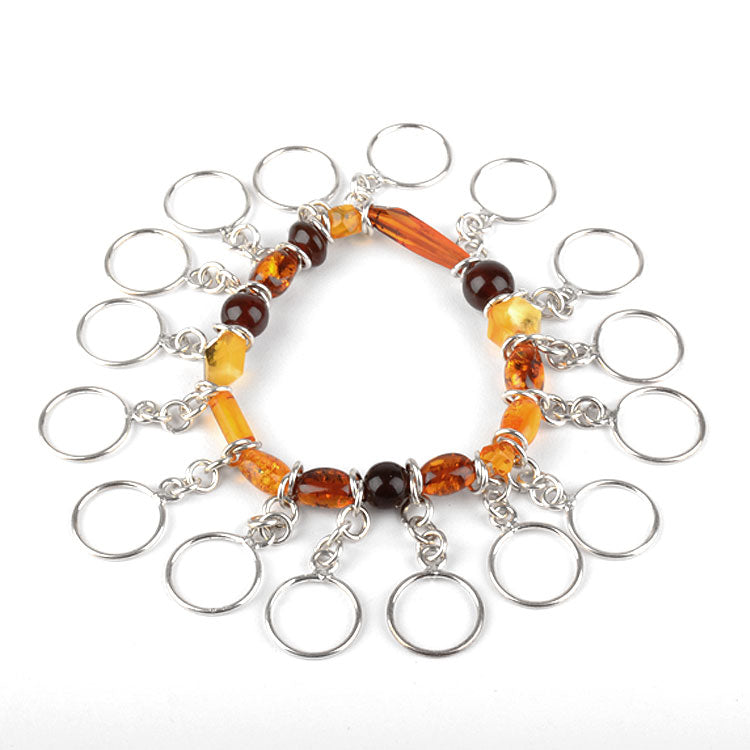 Modern Multi-Colored Amber & Silver Bracelet