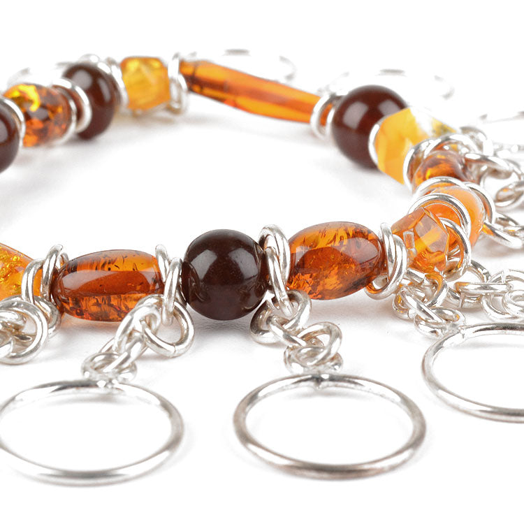 Modern Multi-Colored Amber & Silver Bracelet