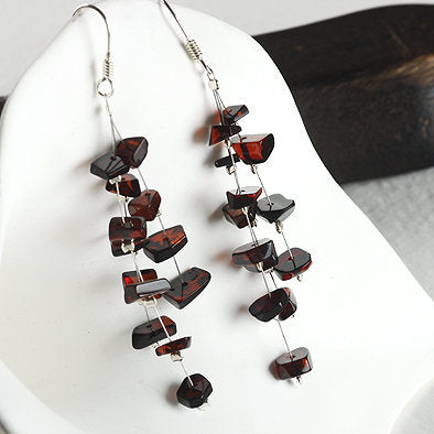 Cherry Amber Chips Earrings