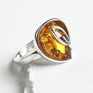 Honey Amber Drop Ring