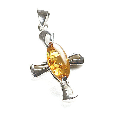 Simple and Elegant Amber Cross Pendant