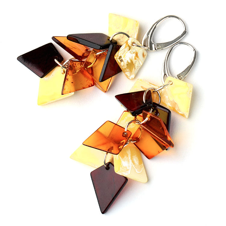 Dangling Amber Chips Earrings