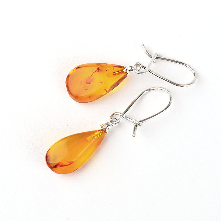 Classic Teardrop Amber Earrings