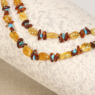 Amber Turquoise Patterned Necklace