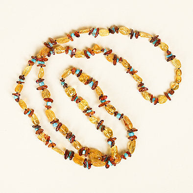 Amber Turquoise Patterned Necklace