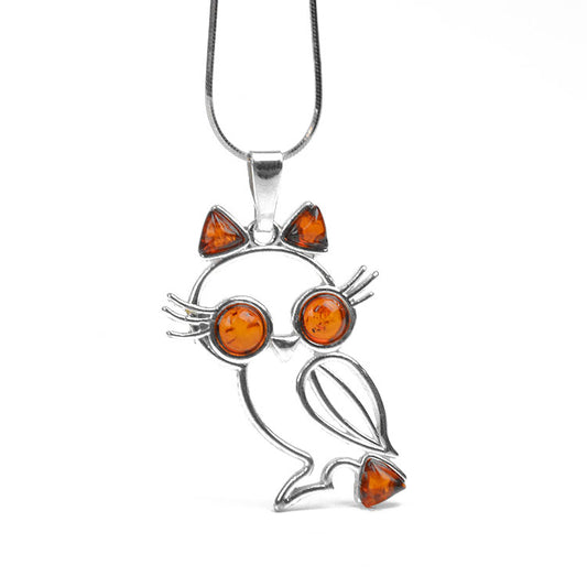 Adorable Amber Owl Pendant