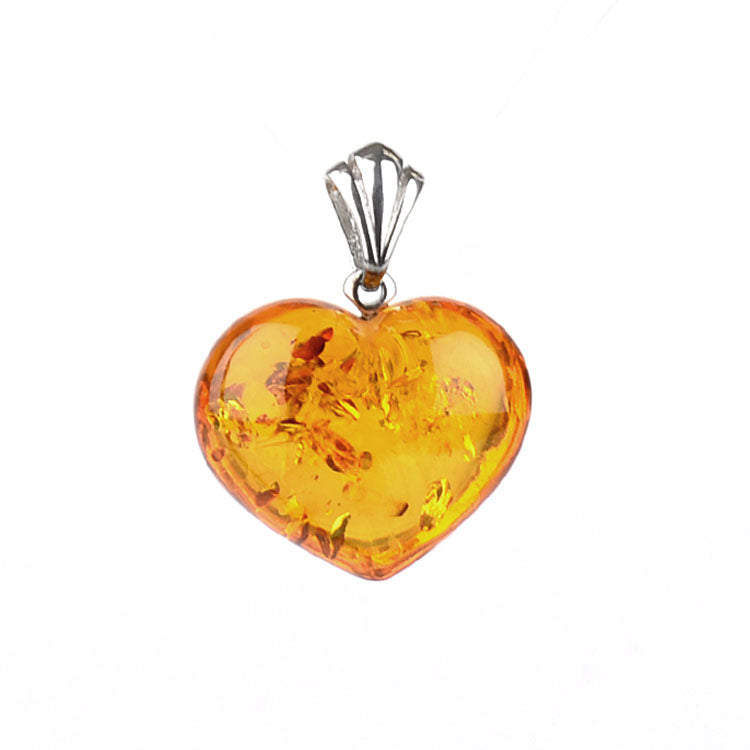 Classic Amber Honey Heart Pendant