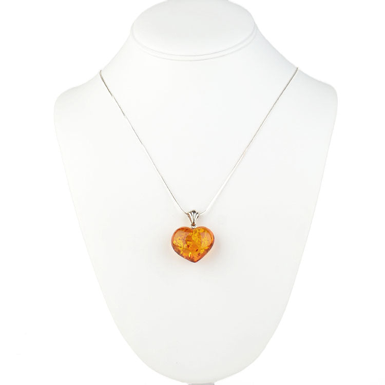 Classic Amber Honey Heart Pendant