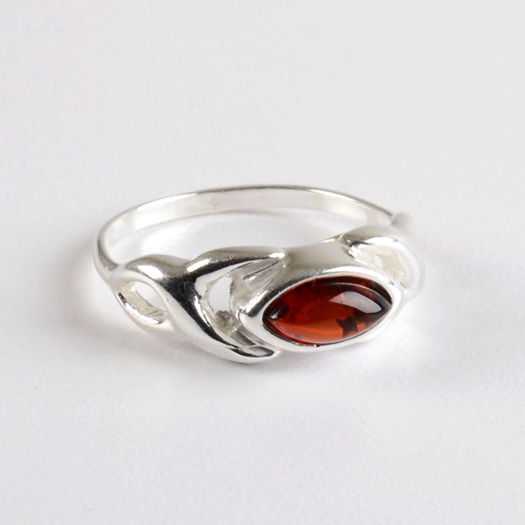 Amber Celtic Silver Ring