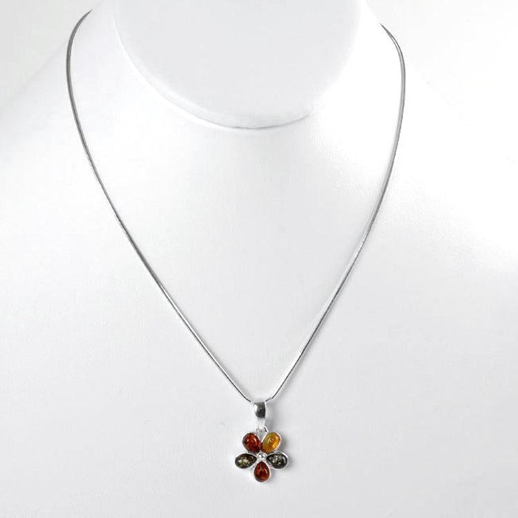 Colorful Amber Flower Pendant