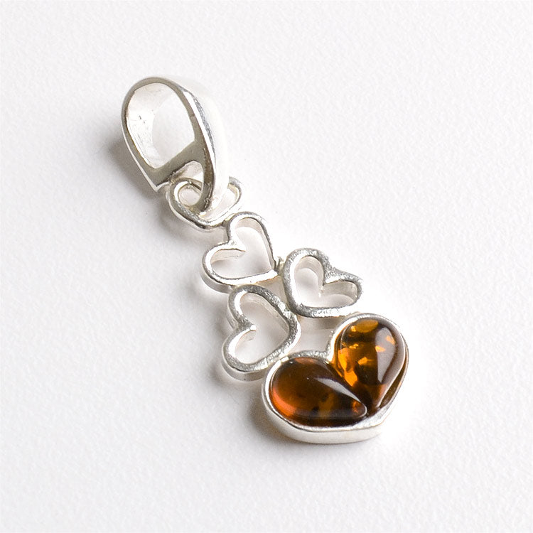Amber with Silver Hearts Jewelry Set
