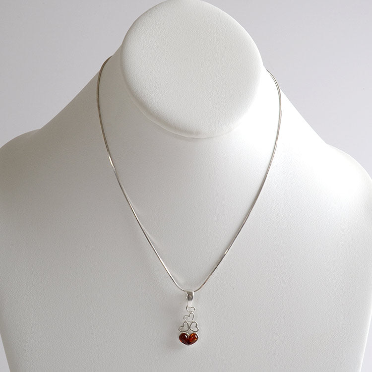 Amber with Silver Hearts Jewelry Set