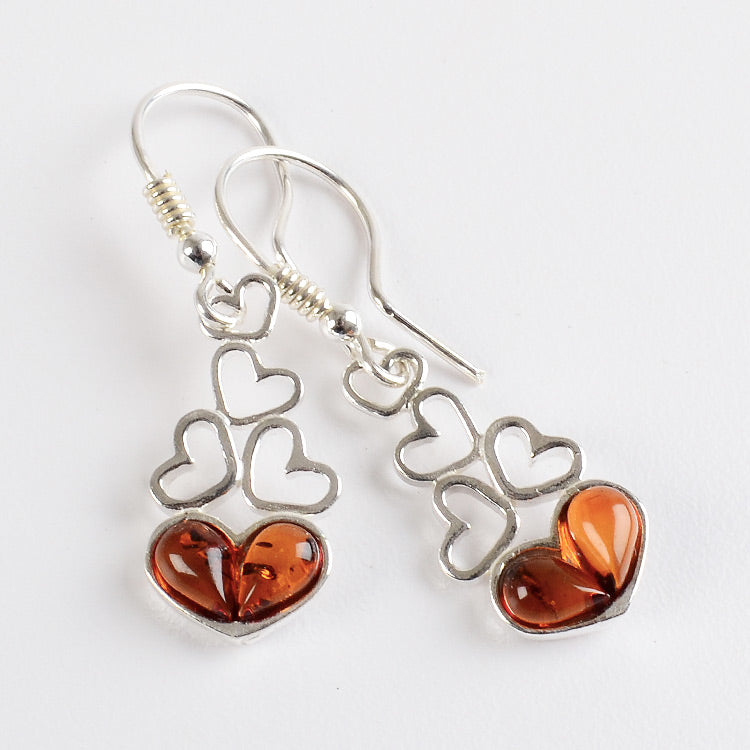 Amber with Silver Hearts Jewelry Set
