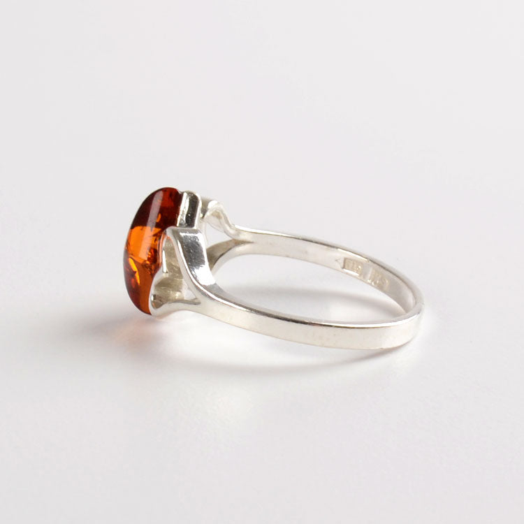 Silver Hearts & Amber Ring