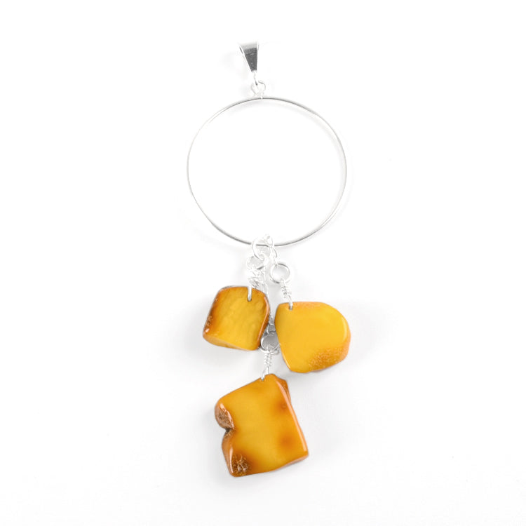 Natural Amber Chunks Modern Pendant