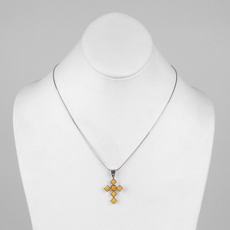 Butterscotch Yellow Amber Cross Pendant