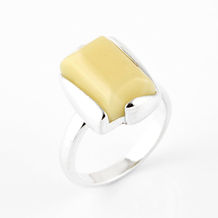 Rectangular Shape Butterscotch Amber Ring