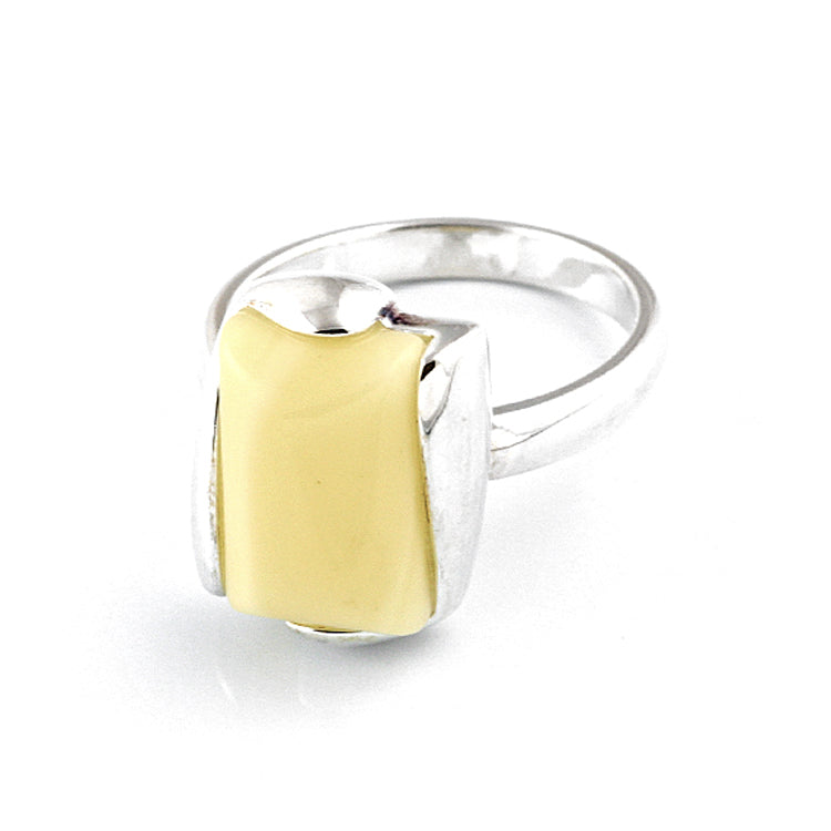 Rectangular Shape Butterscotch Amber Ring