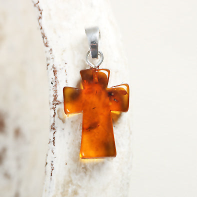 Simple Amber Cross Pendant