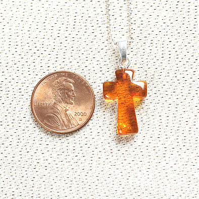 Simple Amber Cross Pendant