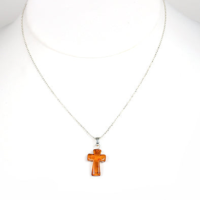 Simple Amber Cross Pendant