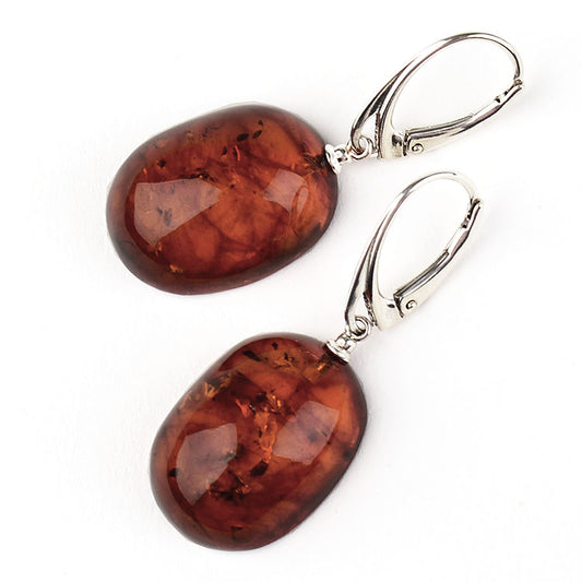 Classic Ovals Cognac Amber Earrings