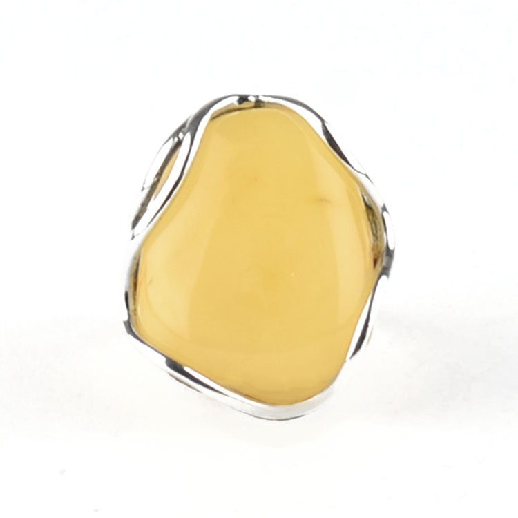 Butterscotch Amber Wave Design Ring