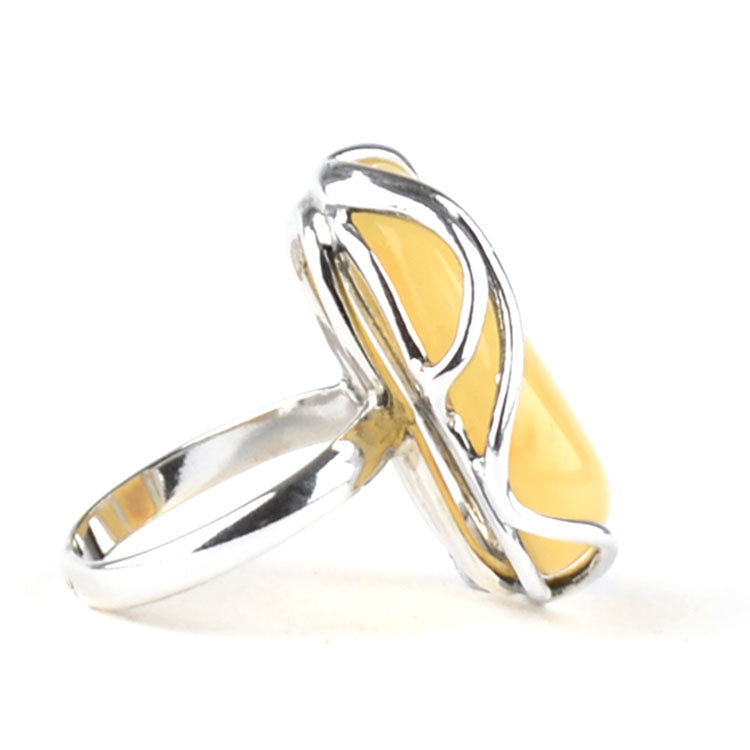 Butterscotch Amber Wave Design Ring