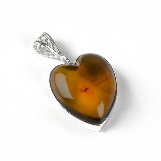 Heart Shape Honey Amber Pendant
