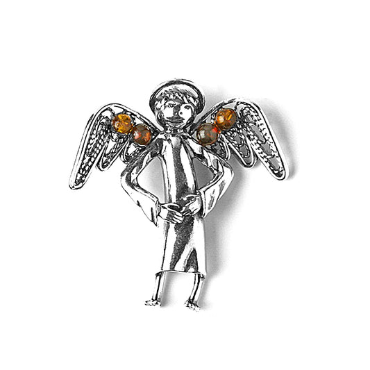 Guardian Angel Pendant with Amber Wings