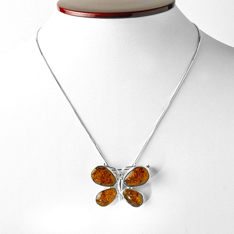 Amber Butterfly Pendant or Pin