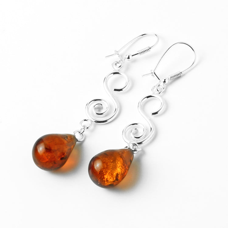 Amber Honey Drops Earrings with Sterling Silver