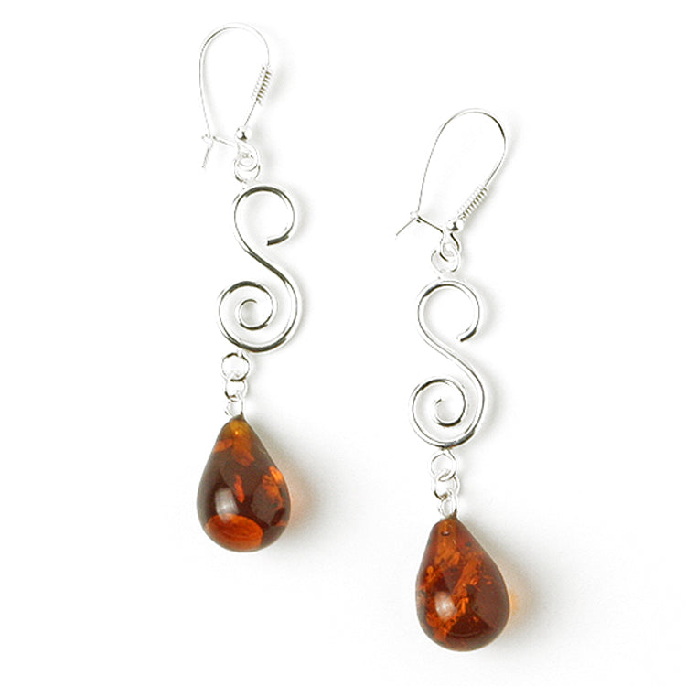 Amber Honey Drops Earrings with Sterling Silver