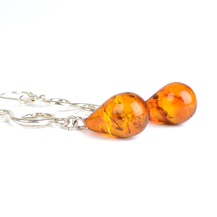 Amber Honey Drops Earrings with Sterling Silver