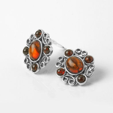 Honey and Cognac Clip-On Amber Earrings