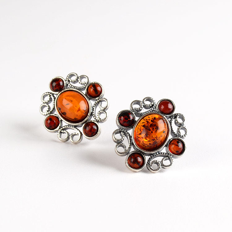Honey and Cognac Clip-On Amber Earrings