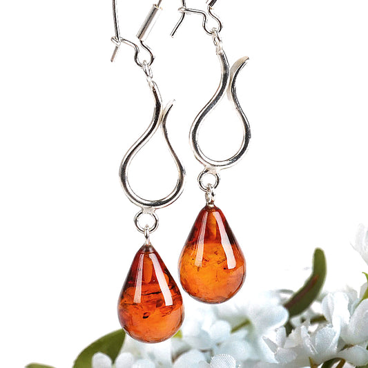 Honey Amber Teardrops Earrings